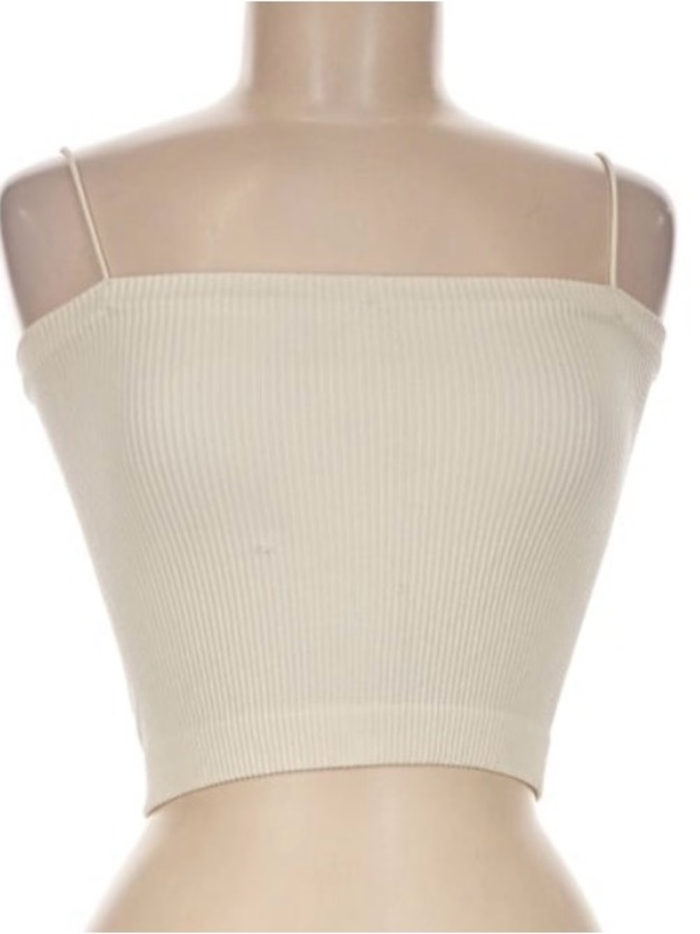 Altar'd State Cream Ribbed Spaghetti-Strap Crop Tank Size Medium New